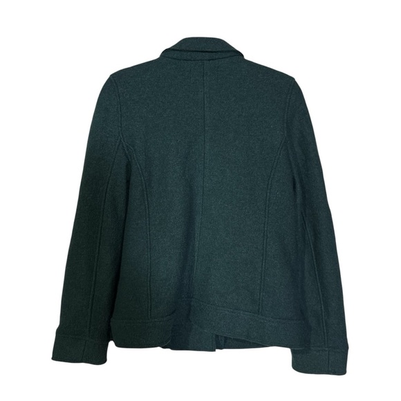 Tahari Moto Sweater Jacket Boiled Wool Green Size Large Textured Pockets - Picture 2 of 11